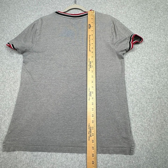 Guess Ringer Henley T-Shirt Mens L Grey Knit  Spellout‎ Embroidered Short Sleeve - Picture 6 of 7